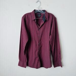 London Fog Red Plaid Long Sleeve Button Up Shirt Men’s L